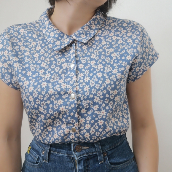 Blouse/top/chemise XS handmade Le comptoir de Pauline NEW 100% organic cotton - Picture 2 of 7